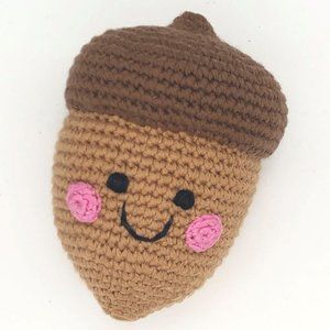 (3/$25) Hand Crocheted Friendly Acorn Rattle for Babies in Organic Cotton